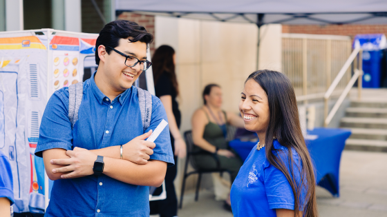 two students talking