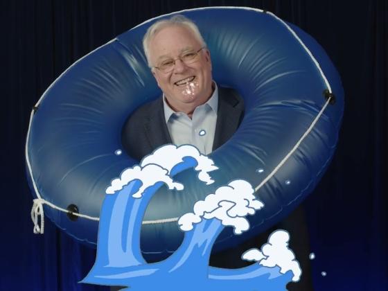 Simon Sheather in an inflatable tube